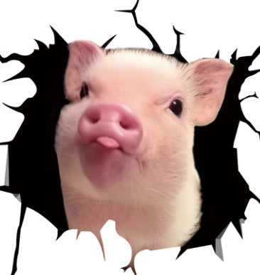 Piggy Sticker Creative Broken Hole Window Static Sticker