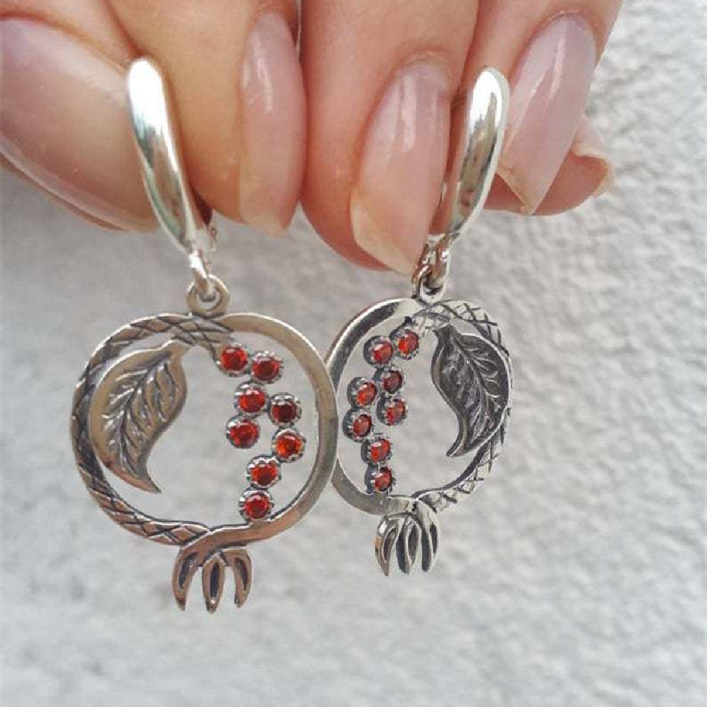 Vintage Inlaid Zircon Earring Pendant For Ladies