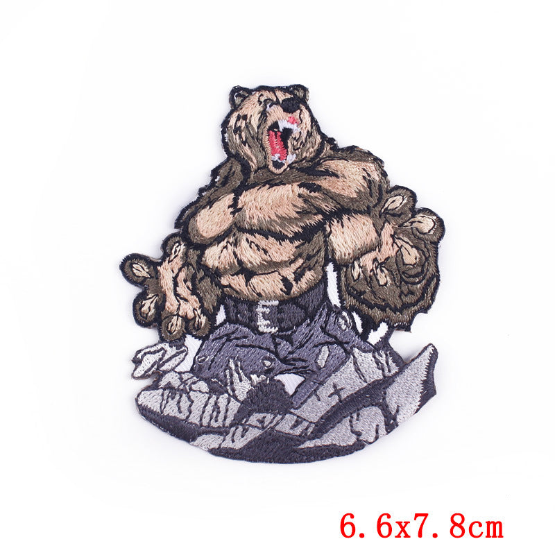 Fierce Animal Cloth Sticker Punk Muscle Animal Embroidery