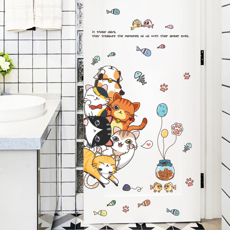 Cat Jiaraohan Children's Room Bedroom Decorative Door Sticker