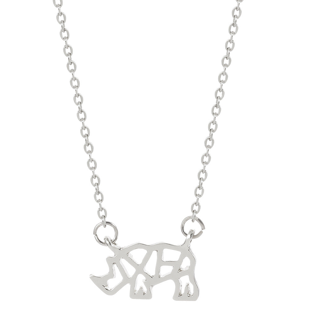 Animal Necklace Rhino Pendant Personality Wild Necklace