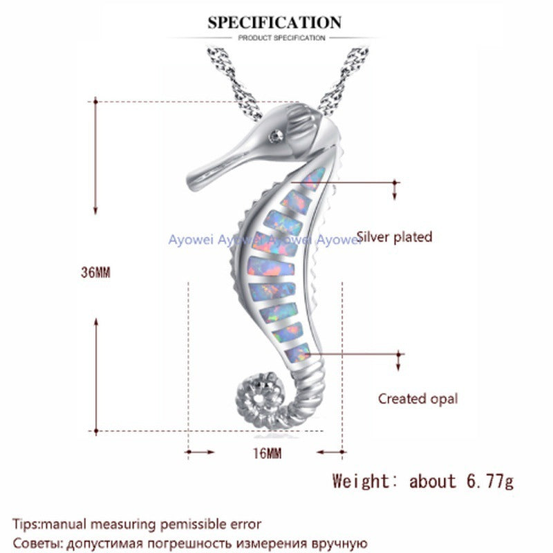 Seahorse Opal Necklace Pendant European And American Fashion Jewelry