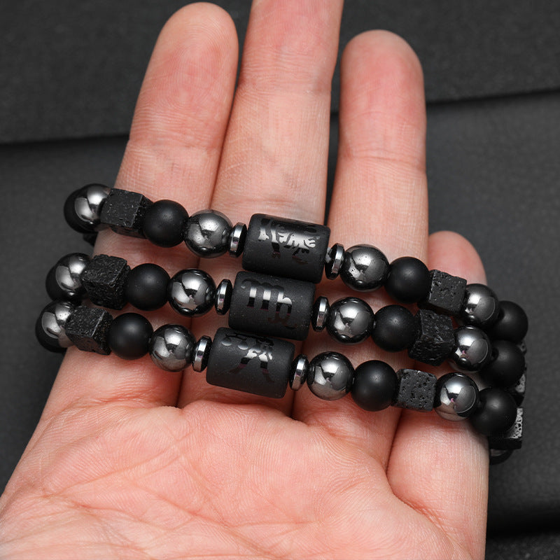 Twelve Zodiac Bracelet Couples Volcanic Stone Handmade Beaded Bracelet Accessory