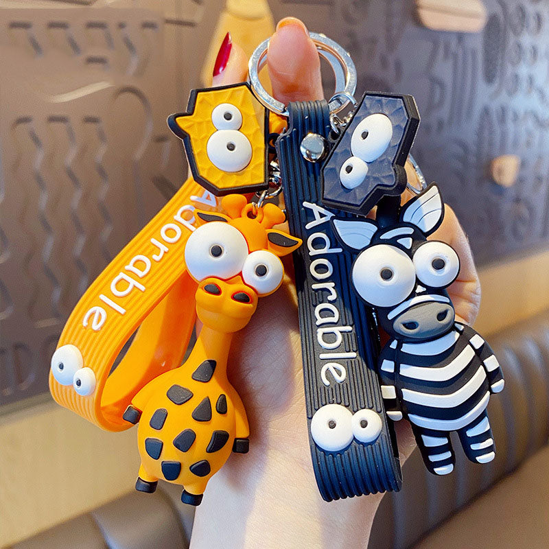 Creative Cartoon Eye Burst Giraffe Keychain Female Cute Fashion