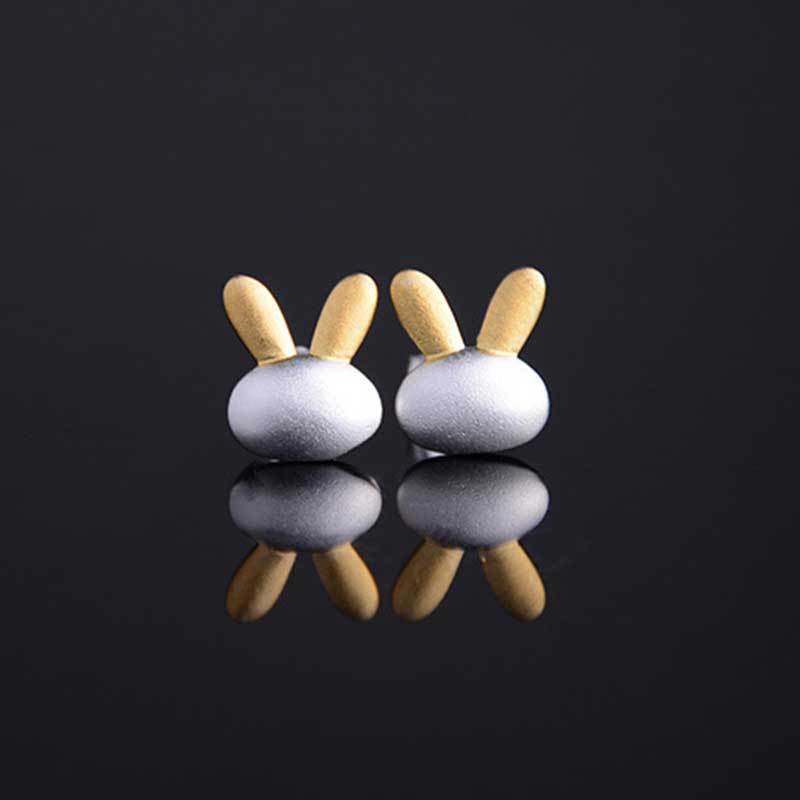 Fashion Women 925 Sterling Silver Plain Cute Animal Rabbit Earring