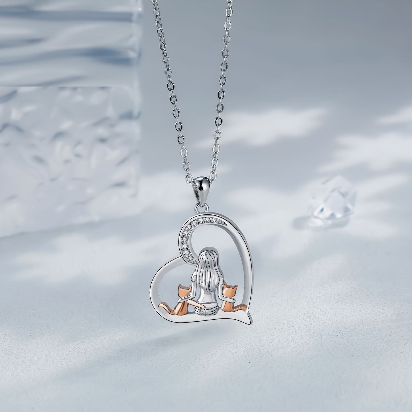 European And American Style Jewelry Fashion Personalized Love Girl And Cat Pet Necklace For Women