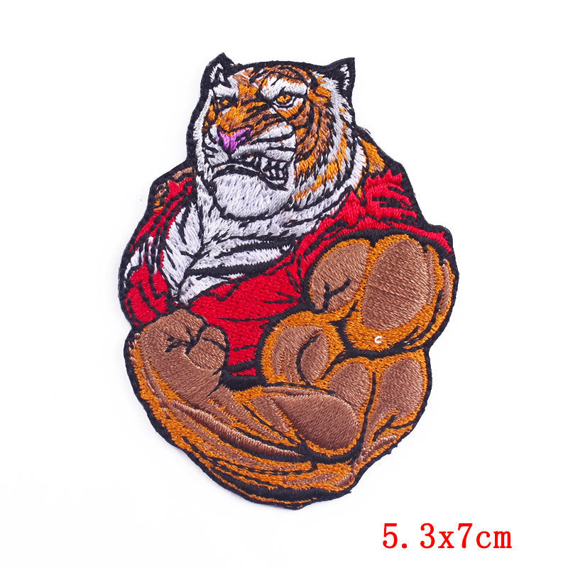 Fierce Animal Cloth Sticker Punk Muscle Animal Embroidery