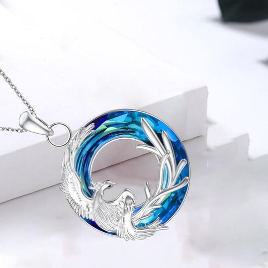 Fire Of Life Pendant Phoenix Round Crystal Earring Necklace