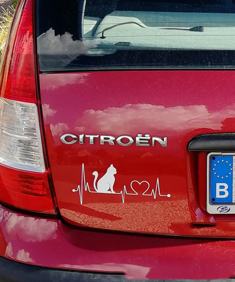 Pet Cat Heartbeat Lifeline Vinyl Sticker
