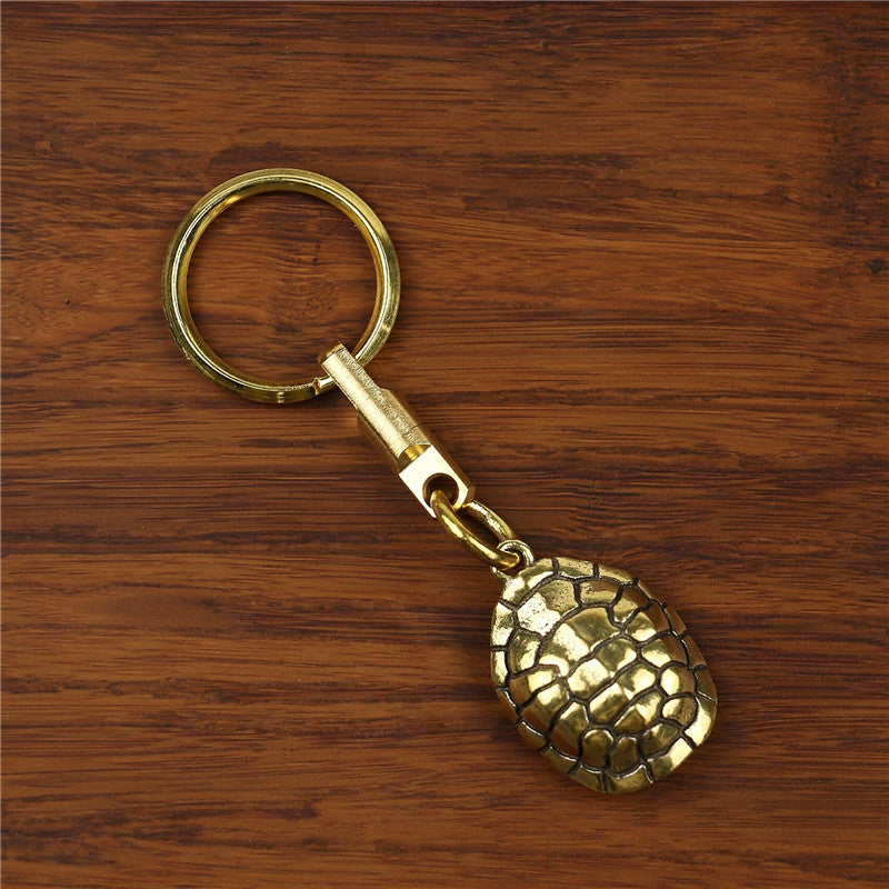 Hand-woven Copper Tortoise Shell Car Keychain