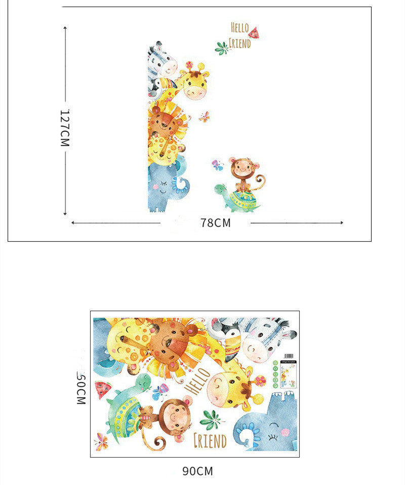 Watercolor Small Animal Cartoon Wall Sticker Bedroom Living Room Removable