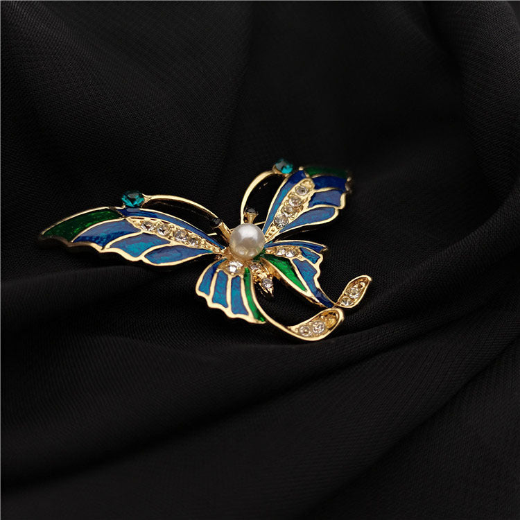 Retro Court Mid-ancient Style Western Enamel Butterfly Brooch