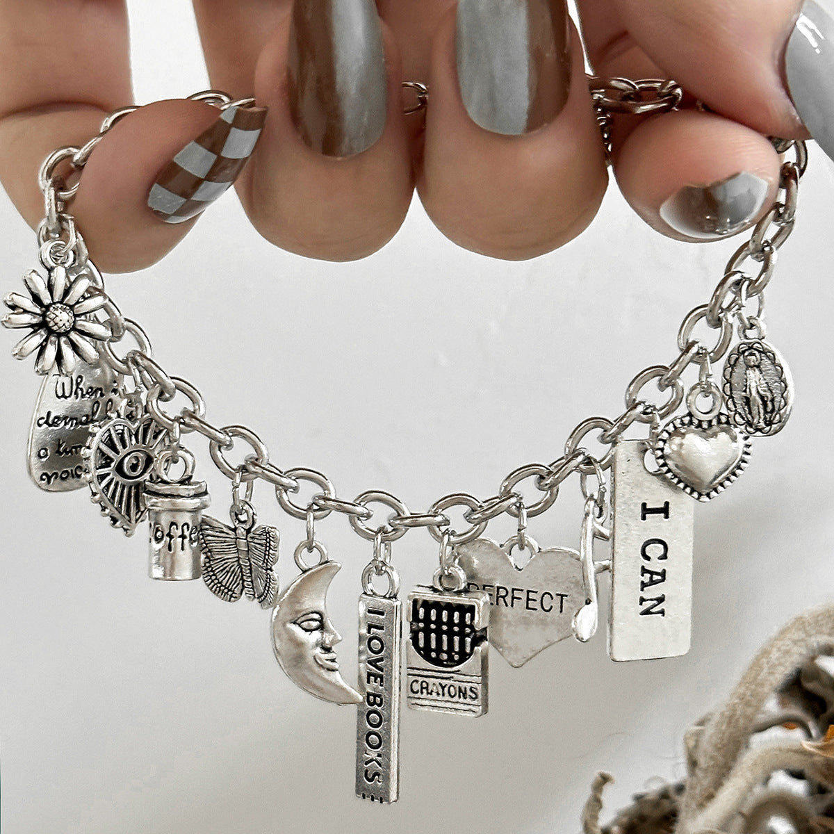 Punk Style Multi-element Bracelet With Personalized Airplane Letters