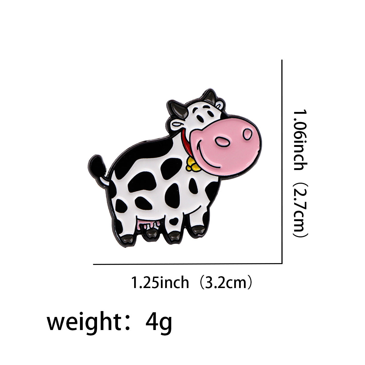 Cartoon Cute Black And White Cow Animal Brooch