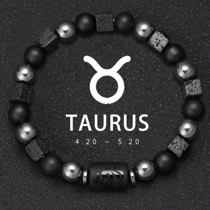 Twelve Zodiac Bracelet Couples Volcanic Stone Handmade Beaded Bracelet Accessory
