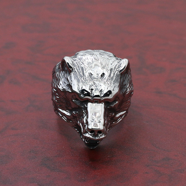 Wolf Head Men And Women Couple Animal Stainless Steel Ring