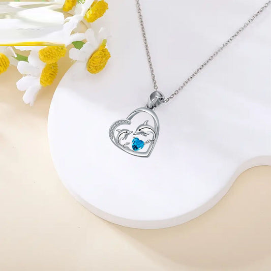 Dolphin Affectionate Eye-to-eye Pendant Necklace Women's Jewelry Ornament