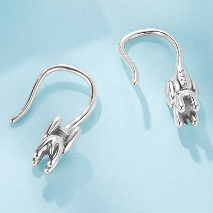 Silver New Animal Elephant S925 Pure Silver Ear Hook Simple Cute Animal Lucky Earrings