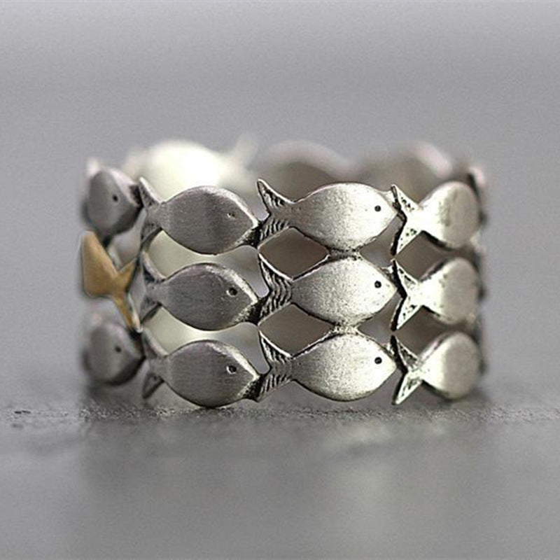 Silver Plated Animal Fish Ring For Women's Wedding