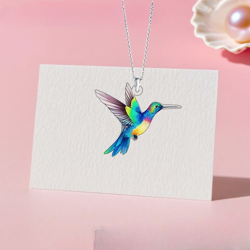 Colorful Hummingbird Series Necklace Earring Jewelry Set