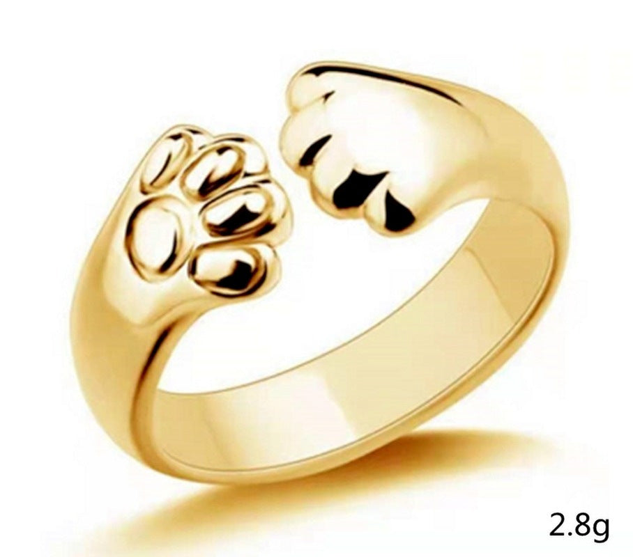 European And American Animal Bear Paw Ring