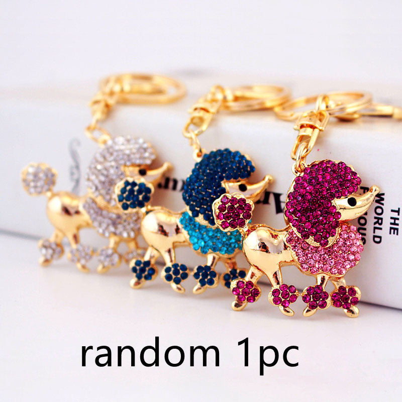 Cartoon Crystal Poodle Puppy Accessories Keychain Pendant Women's Bag Accessories