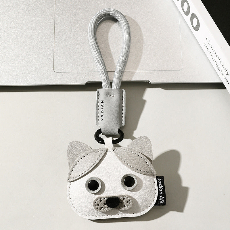 Cute Leather Puppy Kitten Simple Cartoon Car Keychain Pendant