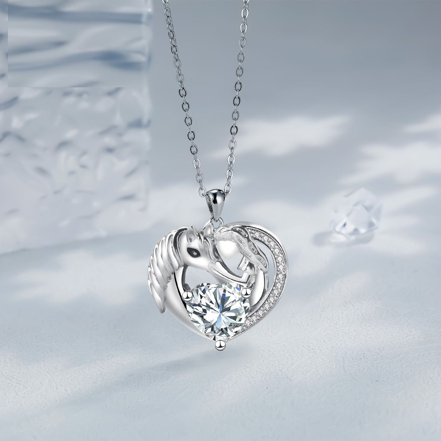 Jewelry Personality Design Heart-shaped Girl And Horse Necklace