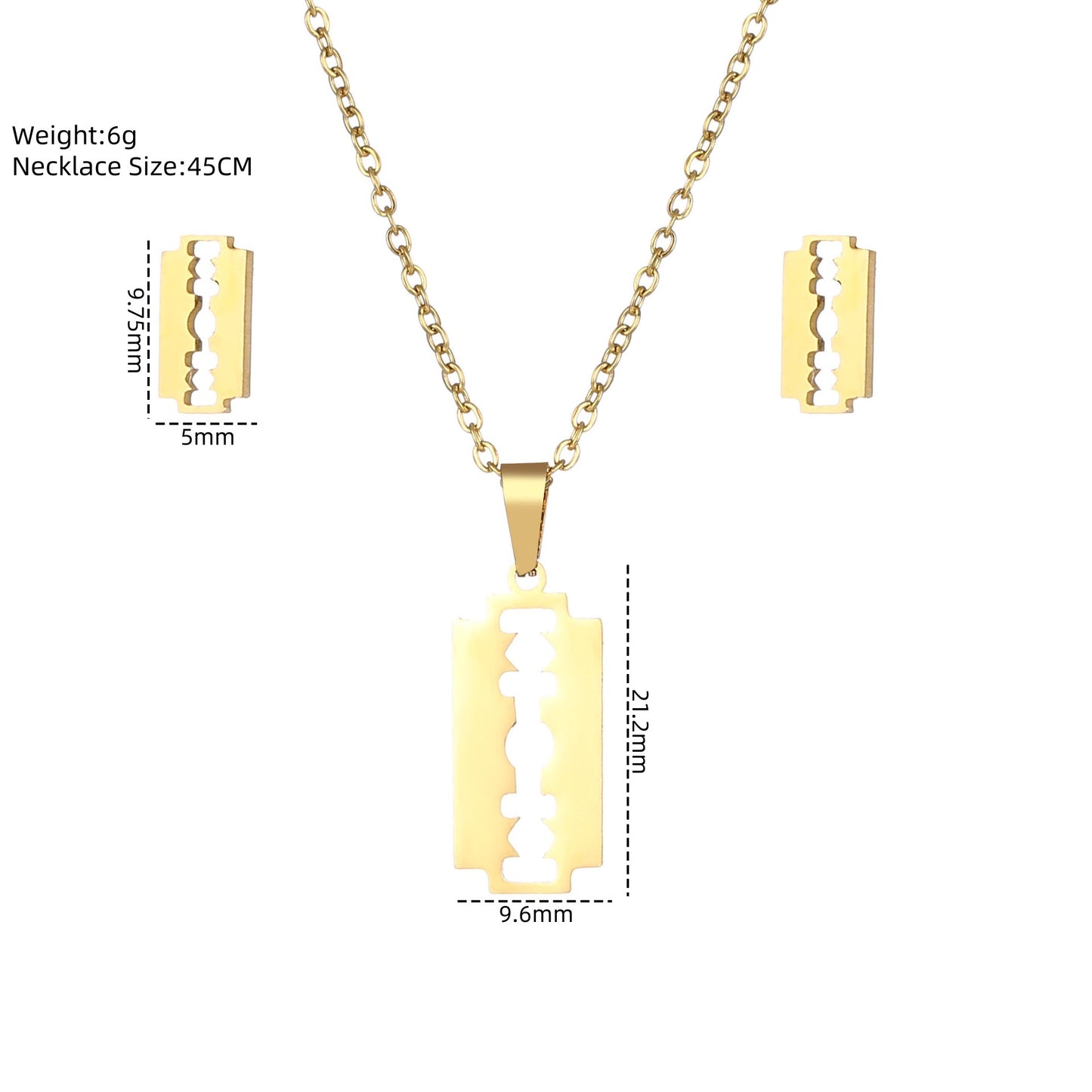 European And American New Dragonfly Pendant Stainless Steel Necklace And Earring Suit