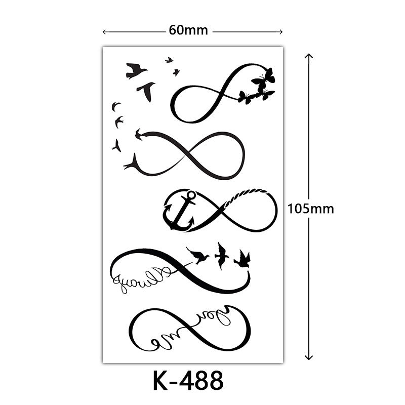 English Letter Flower Butterfly Sketch Line Waterproof Tattoo Sticker