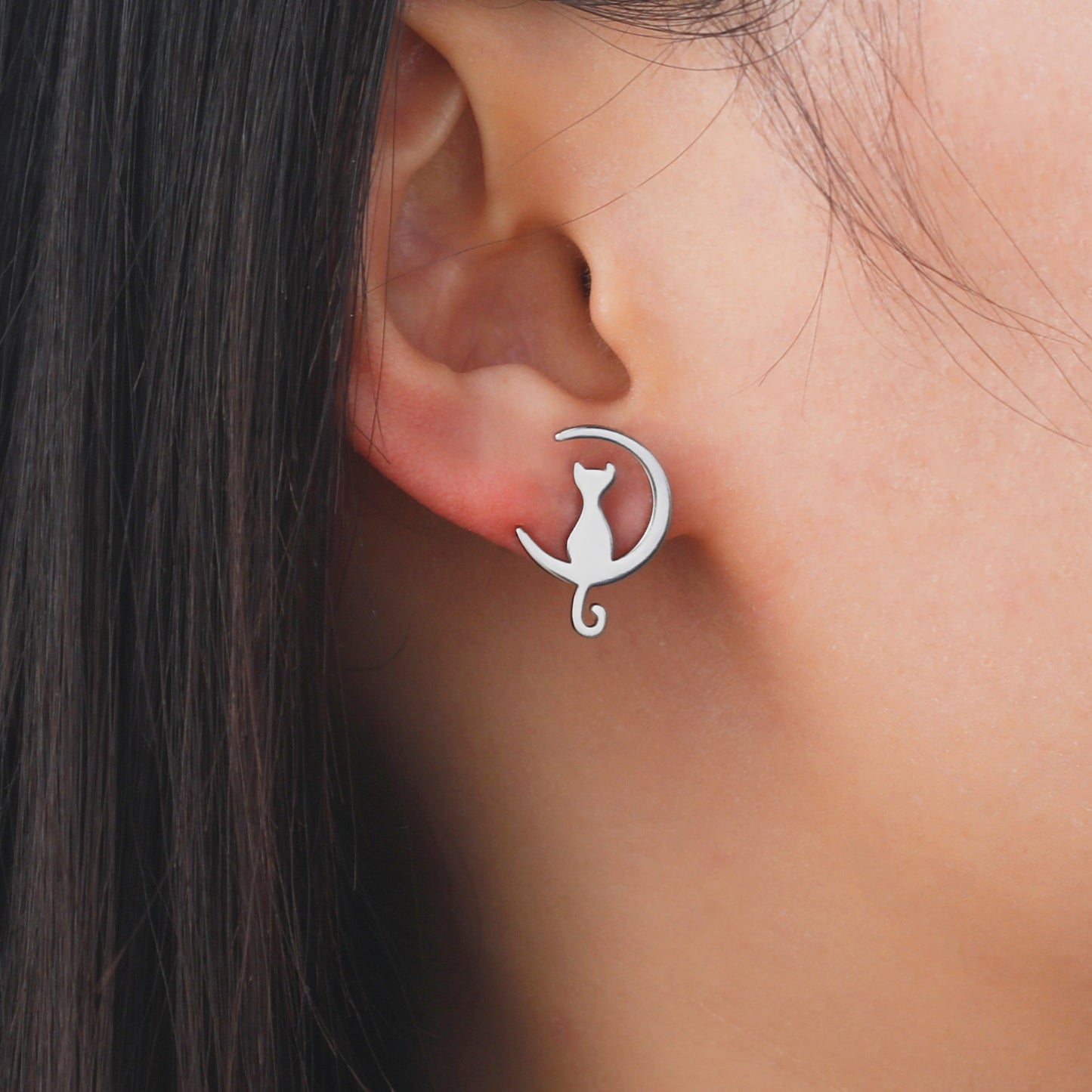 Fairy Tale Style Cute Sweet Moon Cat Ear Studs