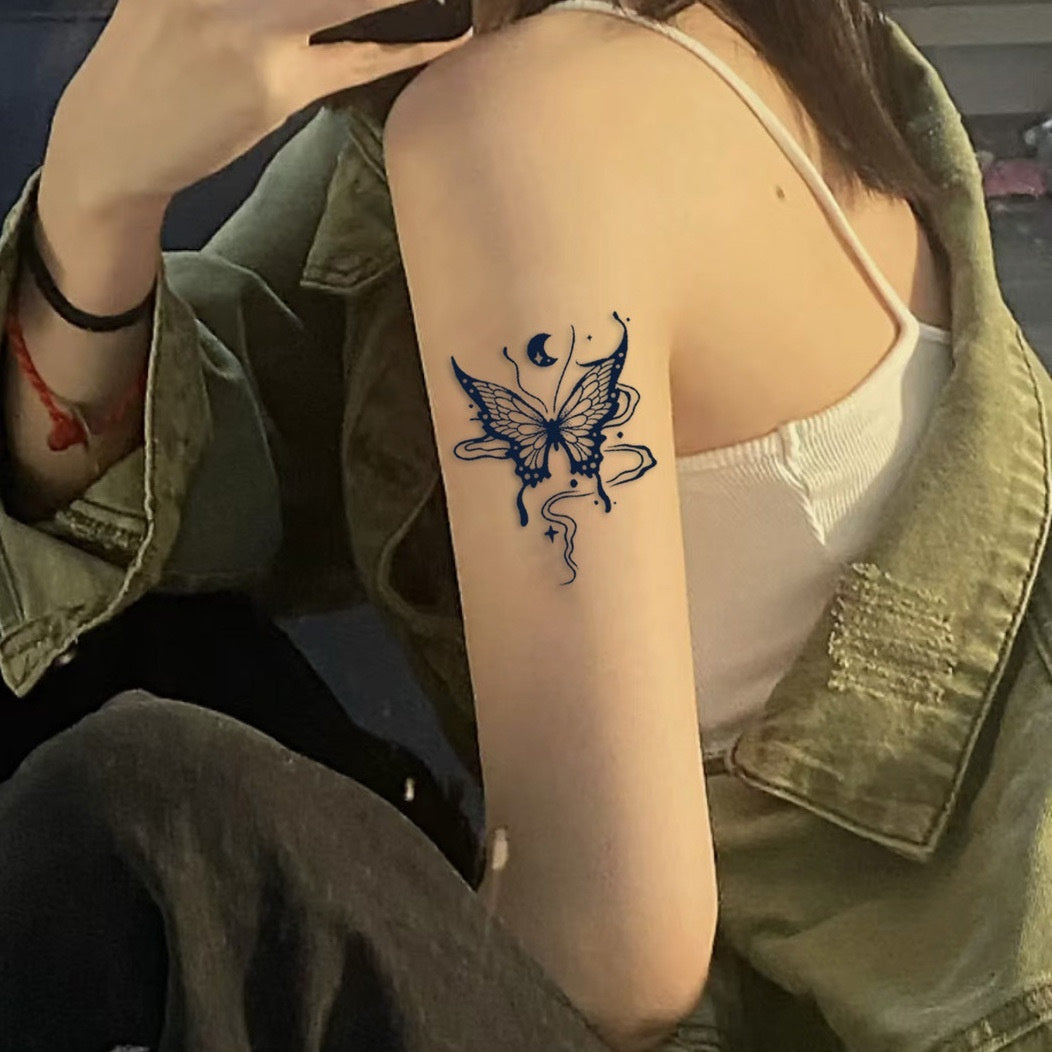 Butterfly Rose Tattoo Sticker Herbal Juice