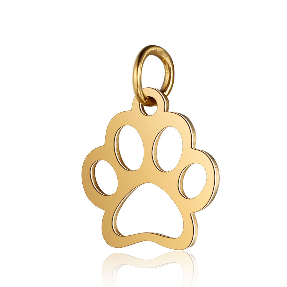Titanium Steel Polished Laser Cut Animal Dog Paw Jewelry Diy Pendant