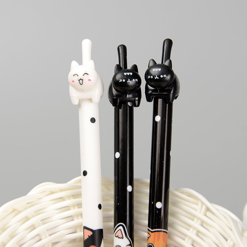 Black White Cat Pattern Office School Supplies Gel Pen