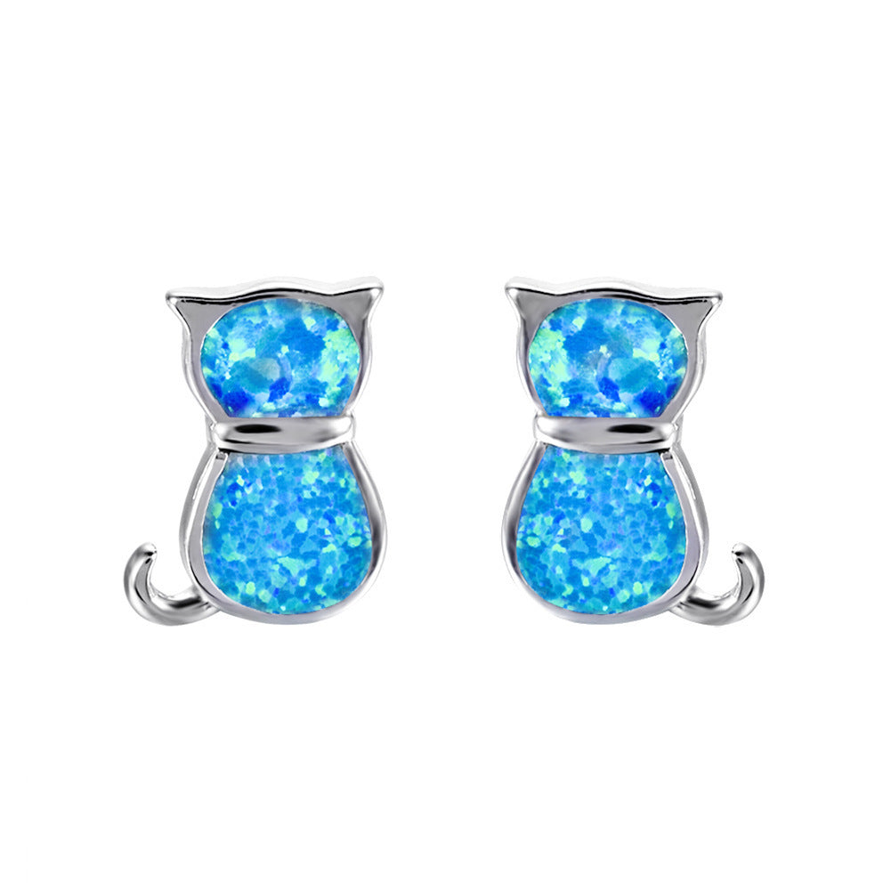 Women's Fashion Statement Cat Stud Earrings