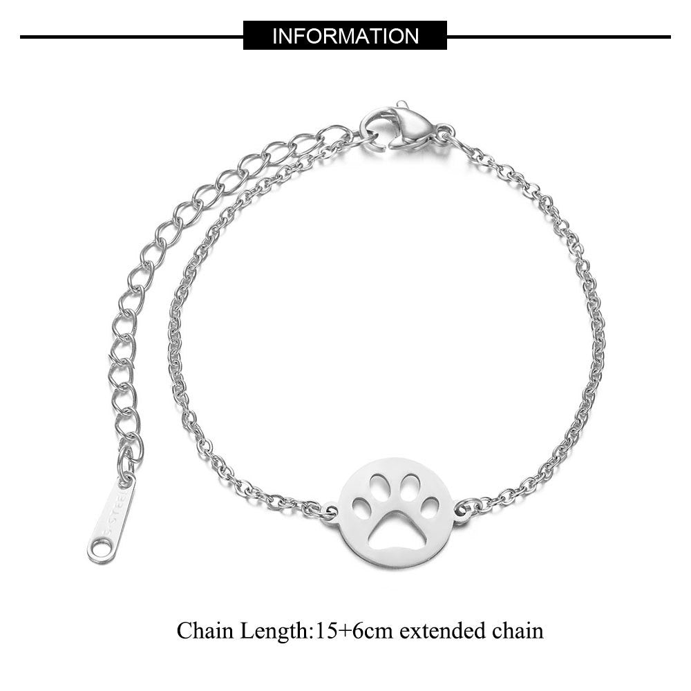 Titanium Steel Jewelry Hollow Golden Animal Paw Print Stainless Steel Thin Chain Bracelet