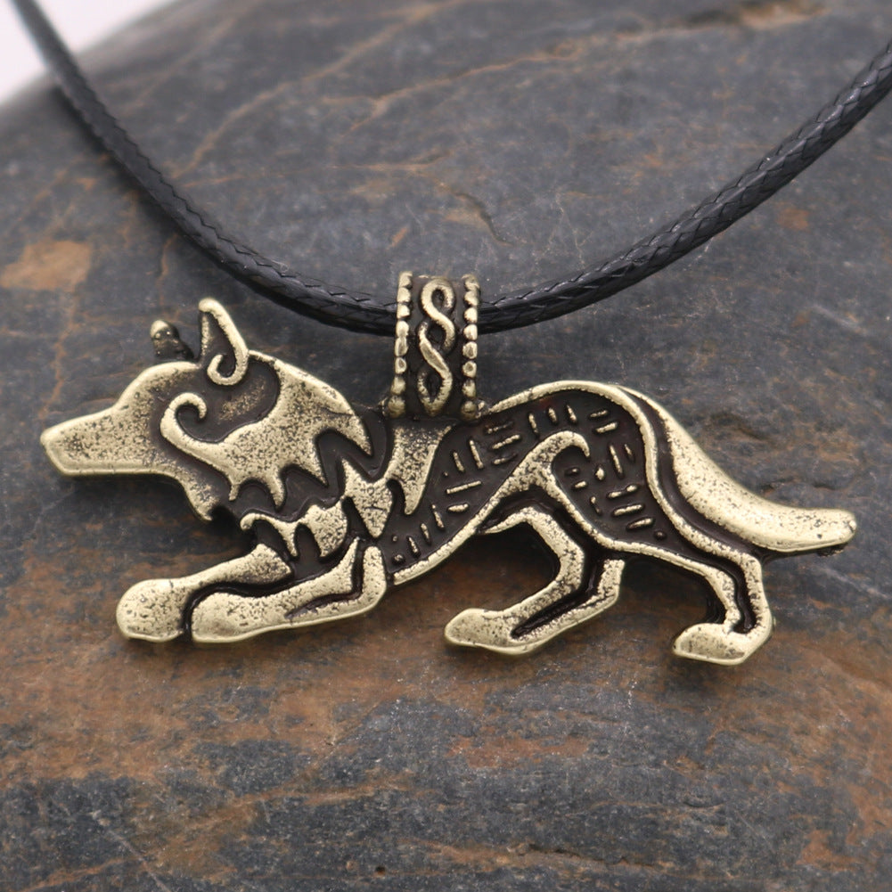 Jewelry Wolf Head Metal Necklace