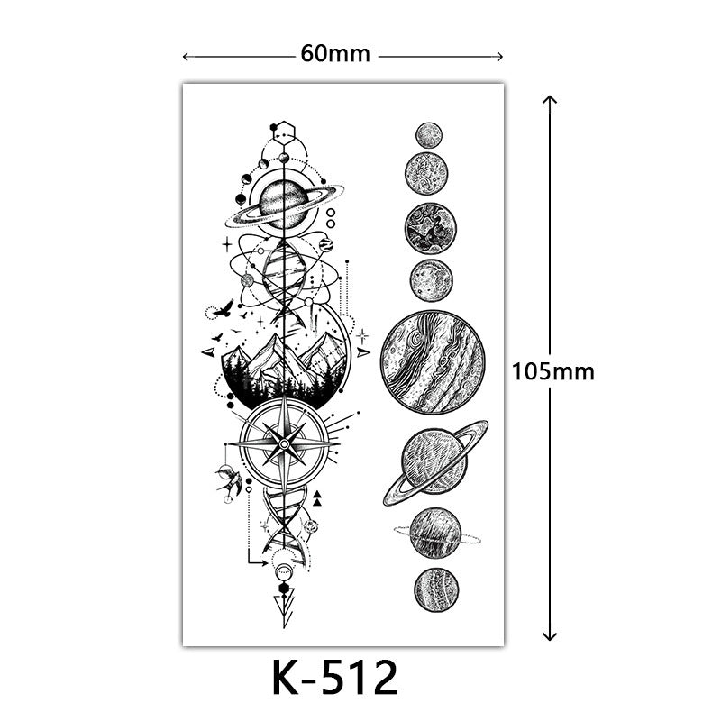 English Letter Flower Butterfly Sketch Line Waterproof Tattoo Sticker