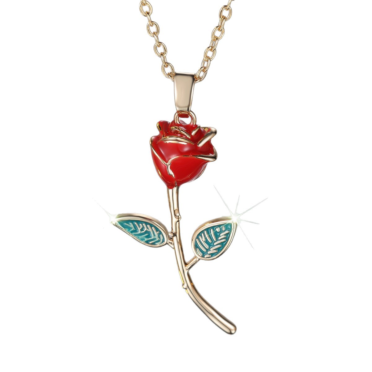 European And American Ins Imitation Champagne Gold Rose Necklace Women's Retro Fashion High-grade Light Luxury Jewelry