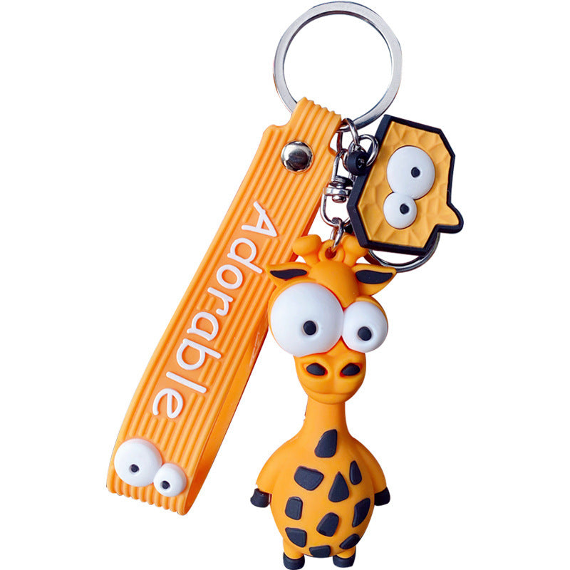 Creative Cartoon Eye Burst Giraffe Keychain Female Cute Fashion