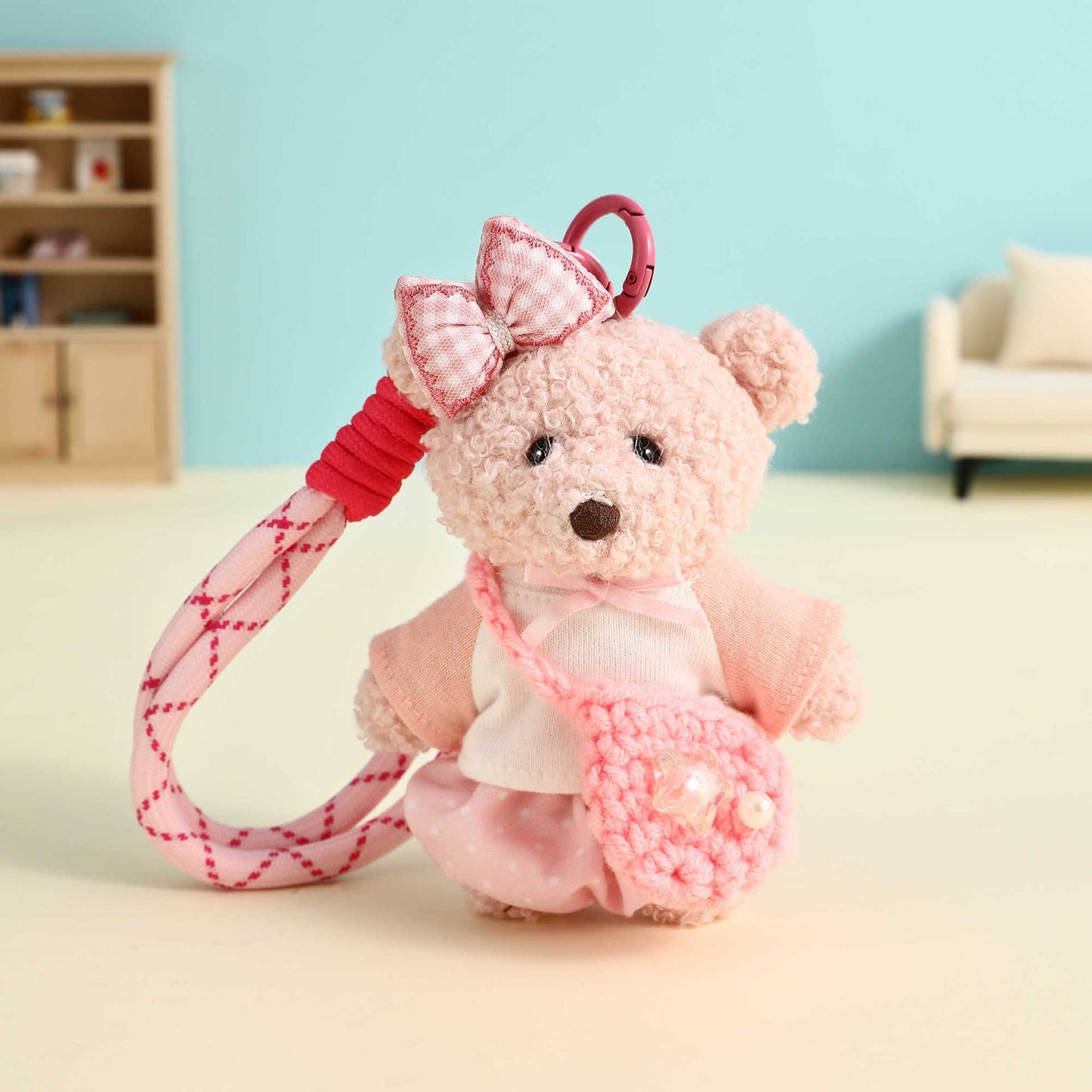 Original Fleece Sweatshirt Bear Doll Car Keychain Pendant