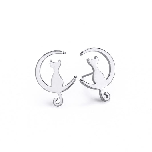 Fairy Tale Style Cute Sweet Moon Cat Ear Studs