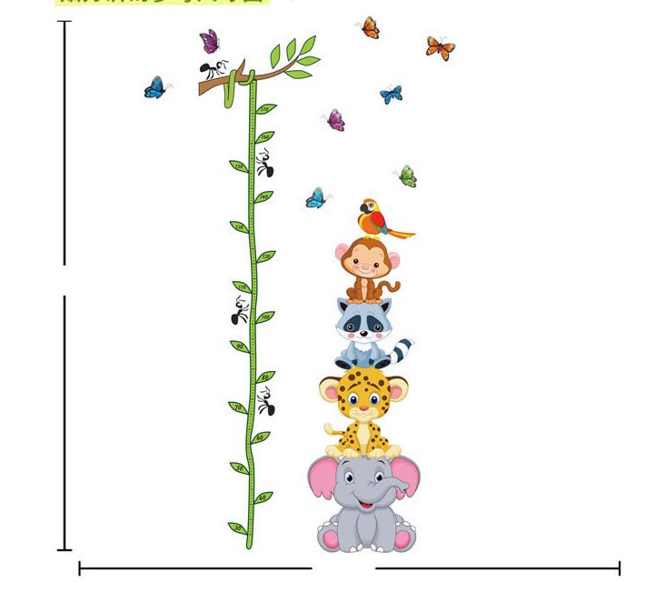 Animal Cute Height Measurement Wall Sticker Kindergarten Children's Room Background Wall Decoration Wall Stickers Creative Self-adhesive