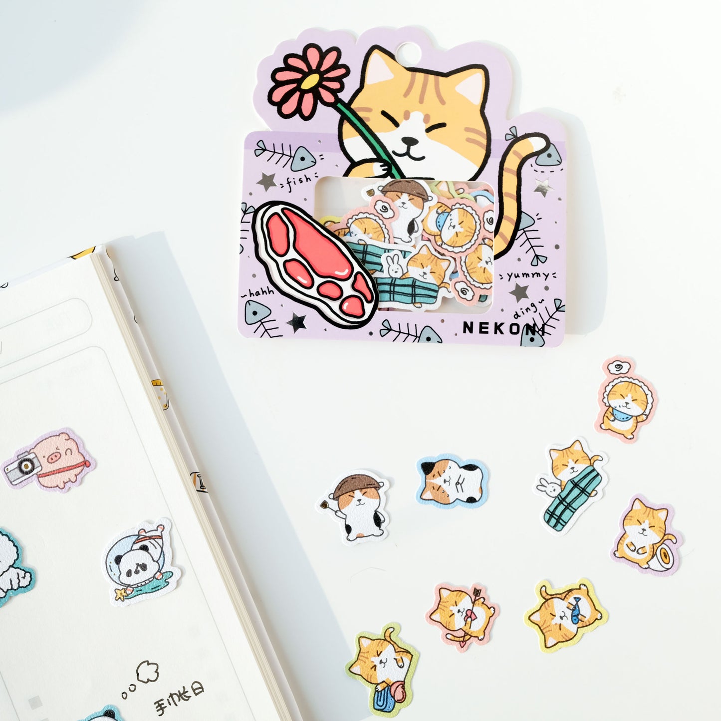 Cute Animal Creative Particle Bag Hand Account Decoration Sticker