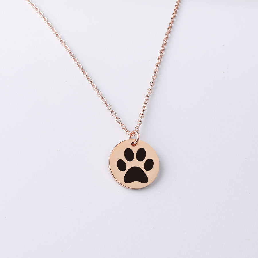 Stainless Steel Disc Lettering Dog Paw Pattern Jewelry Pendant