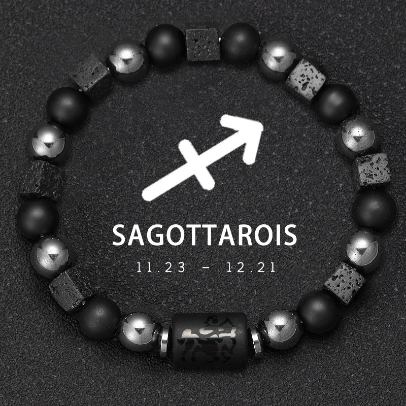Twelve Zodiac Bracelet Couples Volcanic Stone Handmade Beaded Bracelet Accessory