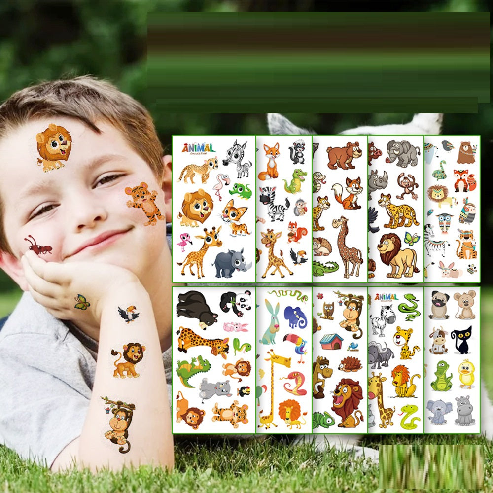 Children's Cartoon Animal Tattoo Sticker Waterproof Cute Face Pasters Temporary Stickers