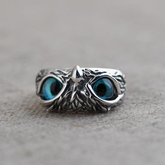 Fashion Vintage Demon Eye Owl Ring For Women  Retro Animal Ring Silver Color Jewelry