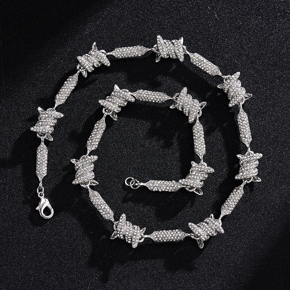 Irregular 3D Solid Alloy Pave Infinite Chain Cuban Chain Jewelry 3