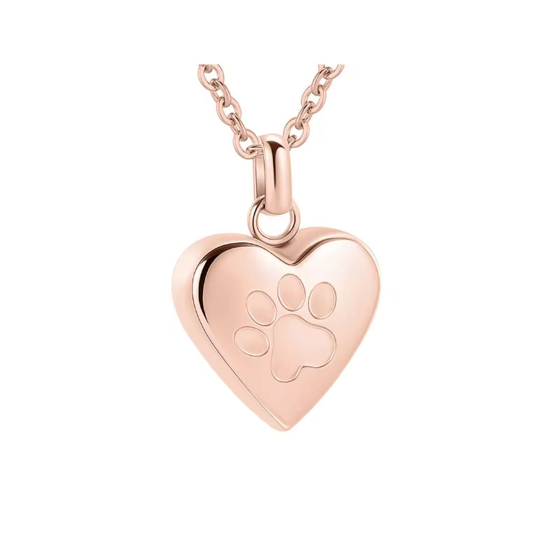 Simple Love Paw Print Titanium Steel Cinerary Casket Necklace Creative Can Be Opened